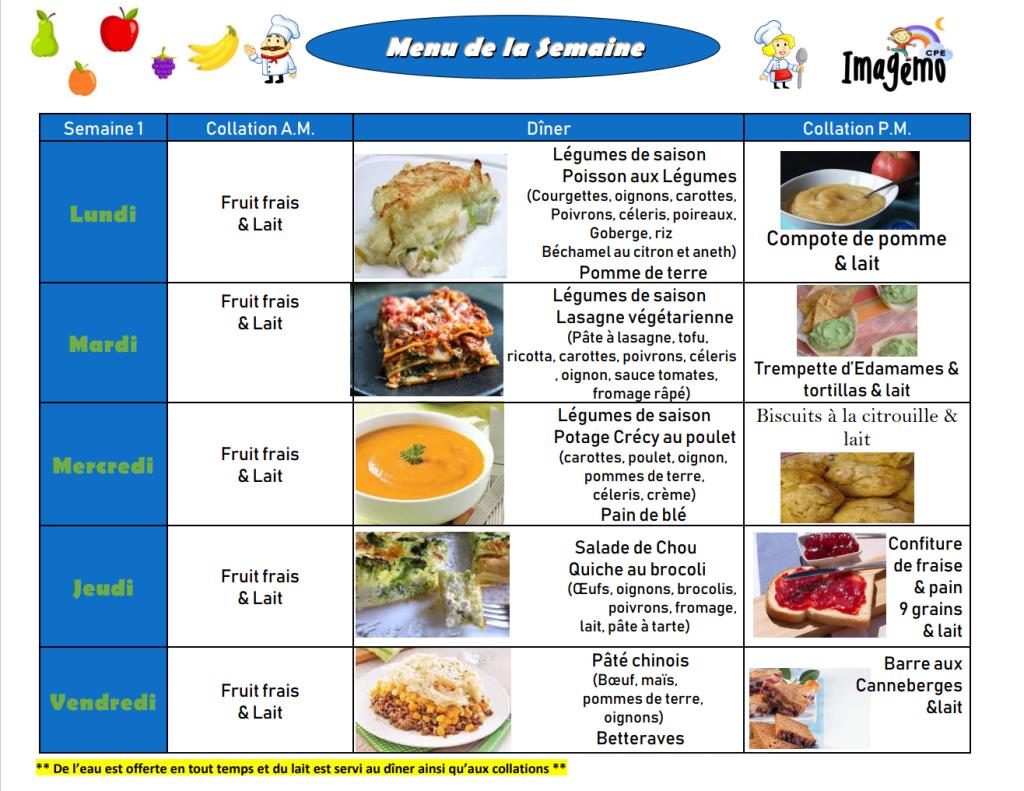 menu d'hiver - semaine 1