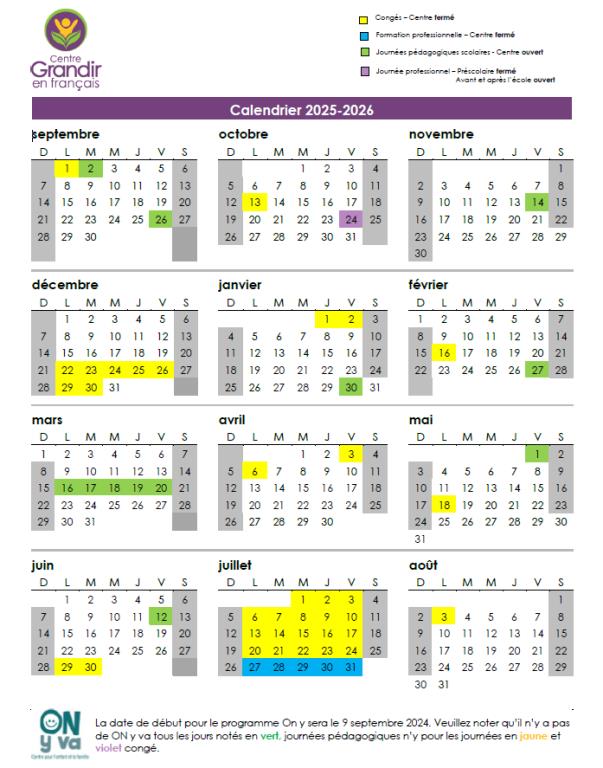 Calendrier 2025-2026